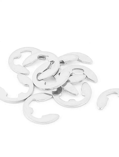 7mm E Clip External Retaining Snap Ring Circlip Set In 304 Stainless Steel Silver Tone 10 Pieces E Type Design