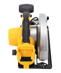Badass Cordless Circular Saw with 7-1/4 Inch Blade and 5300 RPM Brushless Motor Cuts Hardwood Plywood No Sweat, top view showing handle and motor.