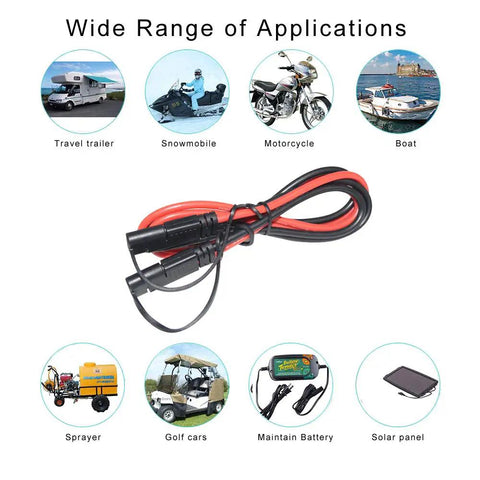 KickAss 10Awg SAE Extension Cable Slick Dc Power Cord with secure SAE plugs for ATVs, boats, and more.