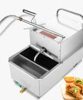 Commercial Mobile Deep Fryer Oil Filter Cart With Rolling Wheels, Heavy Duty Cooking Oil Separator Filtration Machine For Restaurant And Supermarket Use 65 Gallon Capacity Fast Filtering System, detailed view of stainless steel unit.