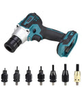 Pro Workhorse Cordless Electric Rivet Gun With Brushless Motor, includes M3 to M12 nozzles for metal working.