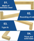 6 Pack Brushed Gold Cabinet Pulls Square Dresser Handles 5 Inch Center To Center Stainless Steel Features and Design Details