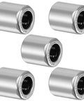Straight From The Shop One Way Needle Roller Bearing Clutch 1/4 Inch Bore 7/16 Inch OD 1/2 Inch Width Built Tough St14 Steel Cup Precision Gcr15 Rollers Grease Packed Reverse Idler 5 Pack shown in silver with visible interior.