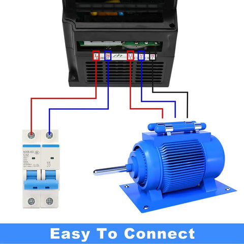 Variable Frequency Drive 0.75KW 1HP 110V Single Phase To 3 Phase Output wiring connections to motor