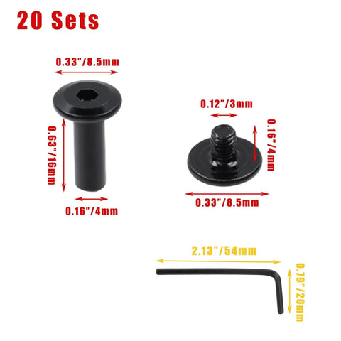 20 Sets Black M3 X 16mm Hex Socket Head Cap Screw And Flat Cap Nut Hardware Kit With Included Allen Wrench For Cabinetry And Desk Build Snug Fit Guaranteed Plus Workhorse Durability You Will Love - Hex socket screw and nut dimensions shown.