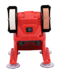 Killer 18V Wireless Mini Bench Grinder Rig Featuring Dual 70mm Coarse Fine Corundum Wheels And Grit Ready Copper Motor, front view.