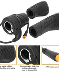 Half Twist Ebike Throttle Grip With Waterproof 3 Pin Plug FT76X For 12V To 72V Motors featuring non-slip rubber grip.