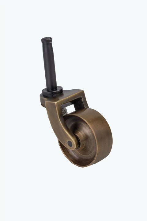 Heavy Duty Antique Brass Replacement Caster Wheels Smooth As Butter Rolling For Furniture Set Of Four Compact Roller with black stem.