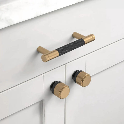 3 Inch Knurled Cabinet Pulls 10 Pack Matte Black And Champagne Bronze Drawer Handles on modern kitchen cabinet.