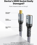 Close-up of Zero Latency HDMI 2.1 Male To Female Extension Cable with gold-plated connector and nylon braided design.