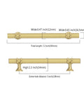 Slick 10 Pack Knurled Brushed Gold Cabinet Handles 5 Inch Center To Center For Kitchen Cupboard Drawer Pulls showing dimensions and design.