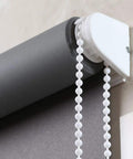 Heavy Duty White Beaded Chain Cord For Roller And Roman Blinds Easy Weekend Fix 10 Yards Adjustable Plastic Pearl Rope close-up view.