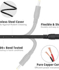 Stainless steel armored Built Tough Heavy Duty Chew Proof Trail Camera Power Cable 59 Inch, flexible design for outdoor use.