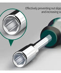 Close-up of the Premium Hex Socket Wrench Set Rocking Heavy Duty Steel Core with hexagonal drive for secure grip.