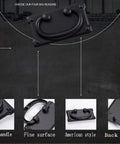 Antique Black Ring Pull Handles Set Of 4 for dresser cabinets doors with close-up on vintage design and cast zinc alloy material.