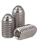 Premium 304 Stainless Steel Ball Plunger Set Screws featuring smooth hex socket and polished finish, 10 pack.