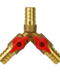 Boss Level Solid Brass 3-Way Ball Valve With 12mm Fitment, showing smooth handle for water, air, or gas flow control.
