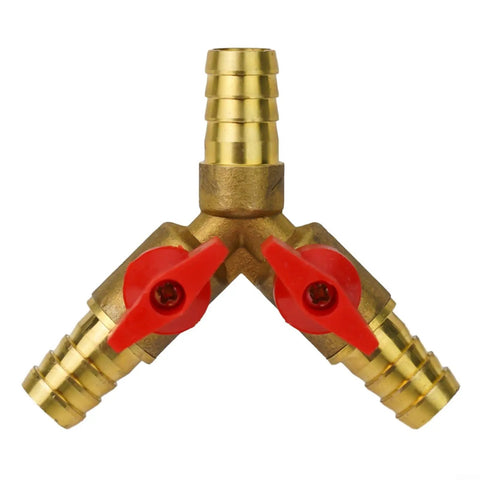 Boss Level Solid Brass 3-Way Ball Valve With 12mm Fitment, showing smooth handle for water, air, or gas flow control.