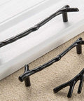 Large Vintage Tree Twig Branch Cabinet Knobs 4 Pack Zinc Alloy Drawer Pull Handles For Farmhouse Cabin Mountain Home Kitchen Cupboard Wardrobe 5 Inch Hole Distance Black Durable Zinc Alloy Construction For Long Lasting Use And Easy Installation displayed on flat surface