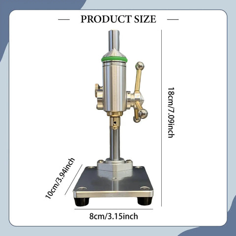 Solid Aluminum Mini Drill Press Table Stand For Benchtop Setup, Brass Spindle Sleeve And Shaft Build, 3.175mm Fixed Chuck Design side view on dimensions.