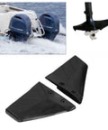 Premium Plastic Hydrofoil Stabilizer For Outboard Motors 4 To 50 HP, showing black ABS fins on water and propeller view