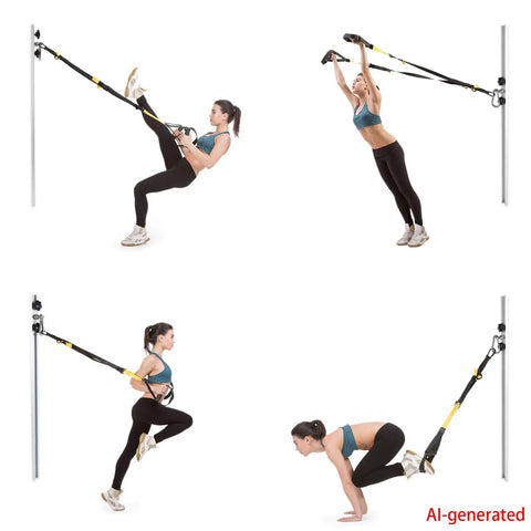 Heavy Duty Adjustable Resistance Band Wall Anchor With Dual Steel Rails And Smooth Glide Carriages For Instant Home Gym Rig Setup Quick Install Mounting Kit No Bands Included, showing exercise poses.