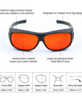 Heavy Duty Laser Safety Goggles Designed For Blue And Green Lasers Spanning 190 To 540 Nm Spectrum Ideal For Engraving Hustle While Keeping Your Peepers Locked In And Comfy All Day showcasing protective features and measurements.