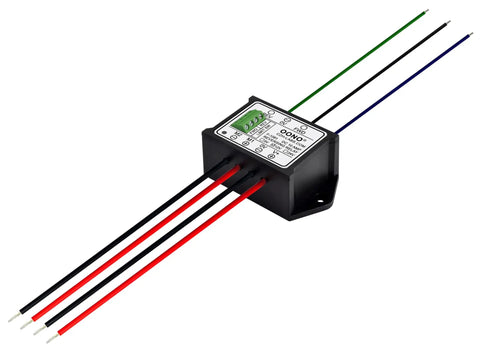 12V Reversing Relay Module for Motors and Linear Actuators with Limit Switch Support, 10 Amp Capacity, wires and LED indicators visible