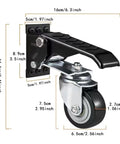 Bombproof Retractable Workbench Casters Four Piece Pedal Lift Wheel Set size dimensions and sturdy iron build detailed view.