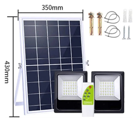 Top Shelf Solar Floodlights Featuring No Sweat Dusk To Dawn Sensor And Weatherproof Remote Control for outdoor use.