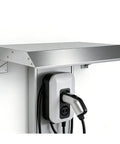 Heavy Duty EV Charger Cover With Sloped Stainless Steel Roof, close-up of weatherproof canopy over EV charger.