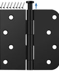 6 Pack Matte Black 4 Inch Door Hinges For Exterior Heavy Duty Iron Construction Tough As Nails With Every Screw Needed For Quick Install close-up view
