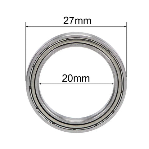 10 Pack 6704ZZ Deep Groove Ball Bearings 20mm X 27mm X 4mm Chrome Steel Double Metal Shielded showing measurements.