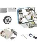 Rock Solid Industrial Belt Sander Machine With Brushless Motor And Swivel Frame Compact 762X25MM components including drive belt, control box, and replacement parts.