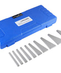 Accusize 10-piece precision angle block set in blue plastic case; steel blocks