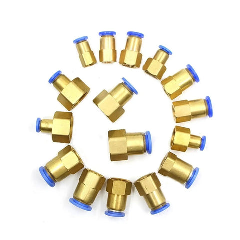 Pneumatic Quick Connector Air Fitting for 4 6 8 10 12 Millimeter Hose and Tube, Brass Body With Female Thread, arranged in circle