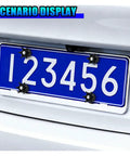 Fresh Swag Heavy Duty Bling License Plate Screw Kit With Rhinestone Diamond Crown Bolts, installed on blue license plate.