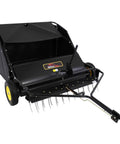 40 Inch Tow Behind Lawn Sweeper with Dethatcher and Hamper Windscreen 2 in 1 Dethatch and Sweep for Quick Yard Cleanups.
