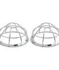 Heavy Duty Iron Smoke Detector Cover With Reinforced Mesh For Maximum Room Security Universal Fit. Two silver mesh guards.