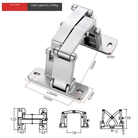 Heavy Duty Hidden Thick Door Hinges Roll Slick And Quiet On All Frames Built Solid, shown from front view with measurements.