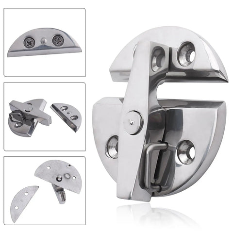 Heavy Duty 316 Stainless Steel Twist Catch Latch Kit For Marine Boat Trunks And Hard Shell Hatches view showing locking mechanism and mounting details.