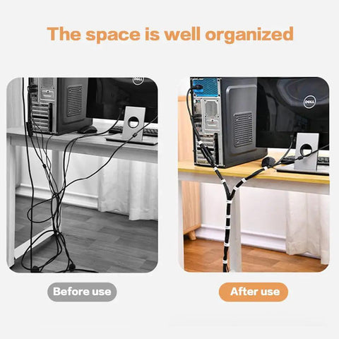 Six Point Five Foot Two Roll Adjustable Cable Ties Reusable Hook and Loop Fastening for Cable Organizing and Wire Management Black Ideal for Home and Office Cable Management Quick Install Reusable and Adjustable to Your Needs used for organized cable management behind a desk