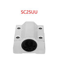SC25UU Linear Motion Bearing Slides 2Pcs For CNC Machines And 3D Printers Precision Tools High Quality Aluminum Alloy Rails With Low Friction Strong Load Capacity Long Life Accurate Long Distance Operation, front view