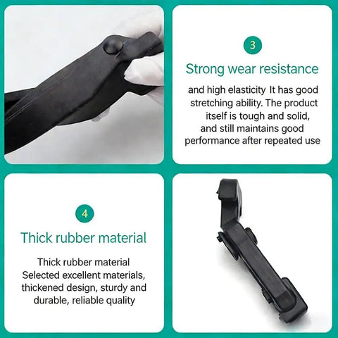 Beefy Flexible Rubber Draw Latch Set, 2 Pack Elastic T Bar Lock with Carbon Steel Bracket, shown in close-up and side view angles.