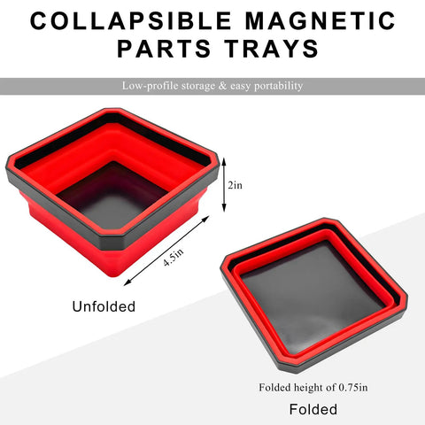 Must Have Collapsible Magnetic Parts Tray With Double Sided Magnetic Base Four Point Five Inch Silicone Bowls Foldable Organizer