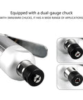 Hella Fast Pneumatic Air Die Grinder With Blistering 25000 RPM Spin showing dual-gauge chuck for 3mm/6mm bits.