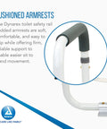Cushioned armrests of the No Sweat Install With Quick Clips Padded Rails Offer Rock Solid Grip Adjustable Width Fits All Bowls Carries 300 Lbs Like A Champ White Bathroom Safety Bar.