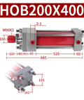 Bidirectional Pull Rod Hydraulic Cylinder HOB200 Series Heavy Duty 400mm dimensions diagram