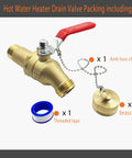 Fast Drain Water Heater Drain Valve Kit with brass valve, cap, chain, and tape