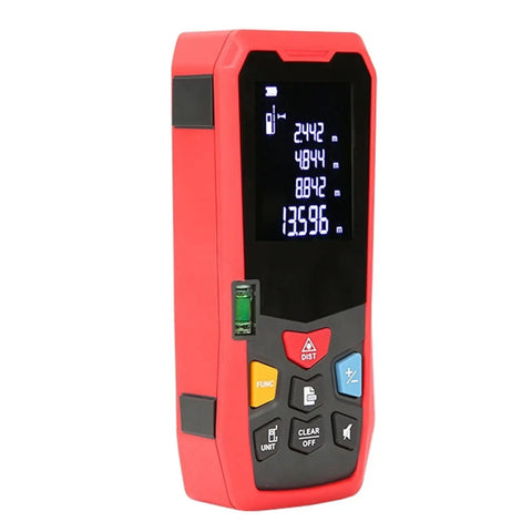 Tough As Nails Multi Function Wall Scanner And Stud Finder With Live Wire Voltage Detection and Metal Wood Sensors, red handheld device for DIY.